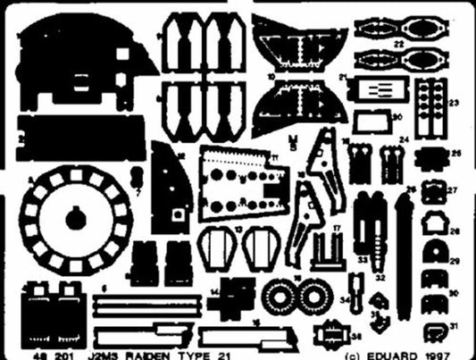 Eduard 48201 Etched Aircraft Detailling Set 1:48 Mitsubishi J2M3 Raiden Jack