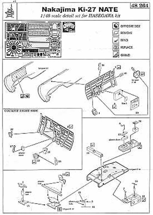 Eduard 48264 Etched Aircraft Detailling Set 1:48 Nakajima Ki-27 Nate