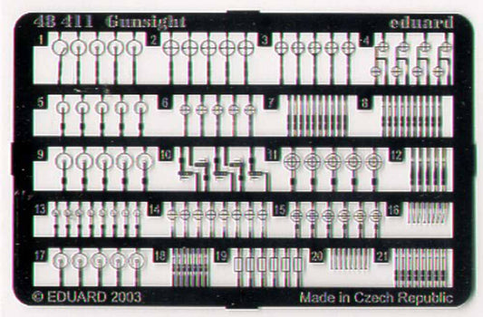 Eduard 48411 Etched Aircraft Detailling Set 1:48 Gunsights assorted