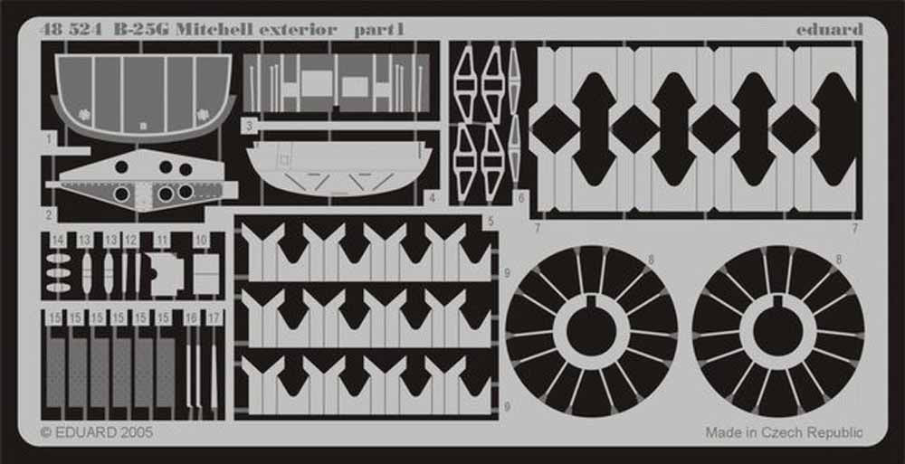 Eduard 48524 Etched Aircraft Detailling Set 1:48 North-American B-25G Mitchell e