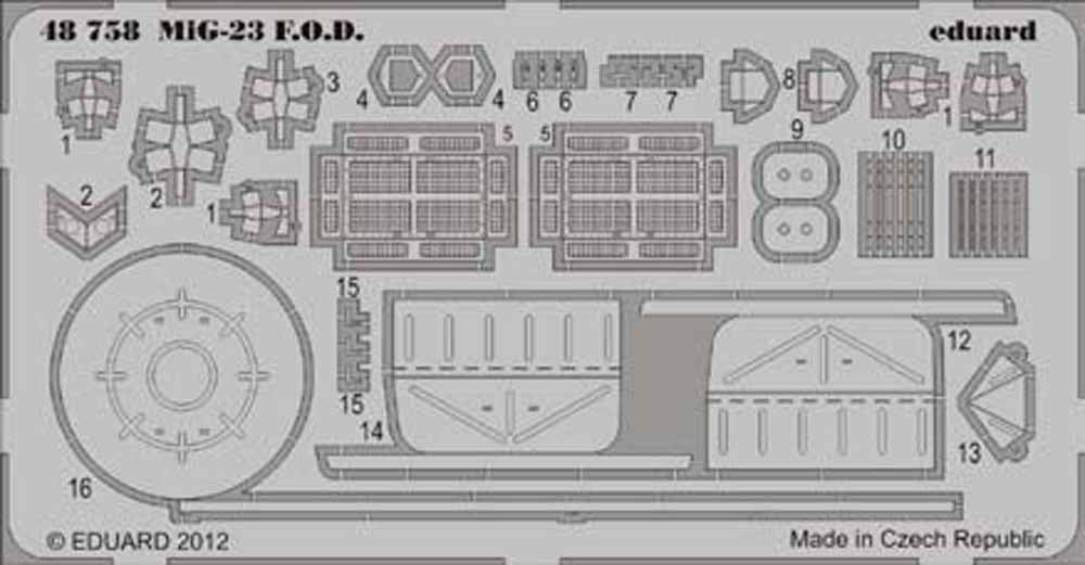 Eduard 48758 Etched Aircraft Detailling Set 1:48 Mikoyan MiG-23 FOD