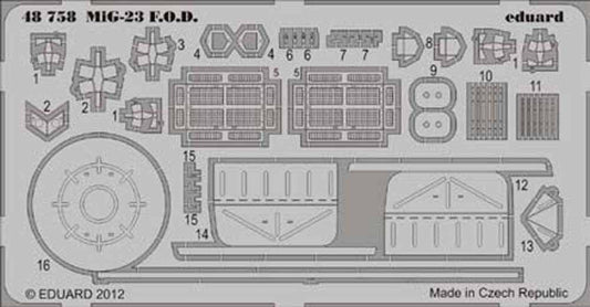 Eduard 48758 Etched Aircraft Detailling Set 1:48 Mikoyan MiG-23 FOD