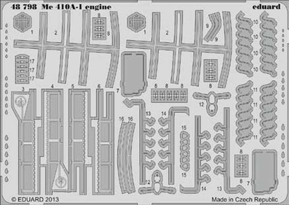 Eduard 48798 Etched Aircraft Detailling Set 1:48 Messerschmitt Me-410A-1 engine