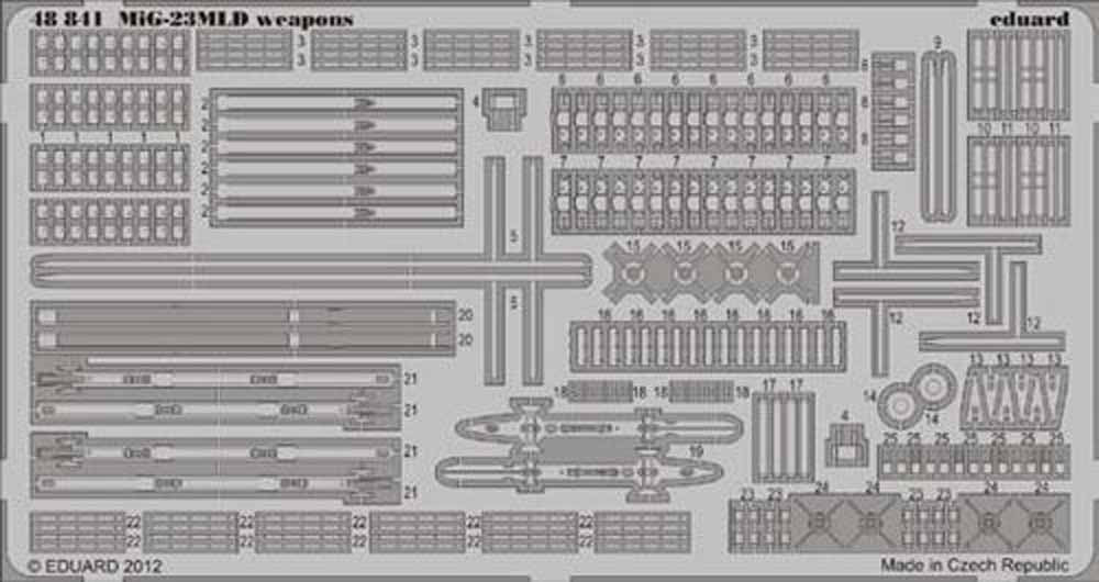 Eduard 48841 Etched Aircraft Detailling Set 1:48 Mikoyan MiG-23MLD weapons