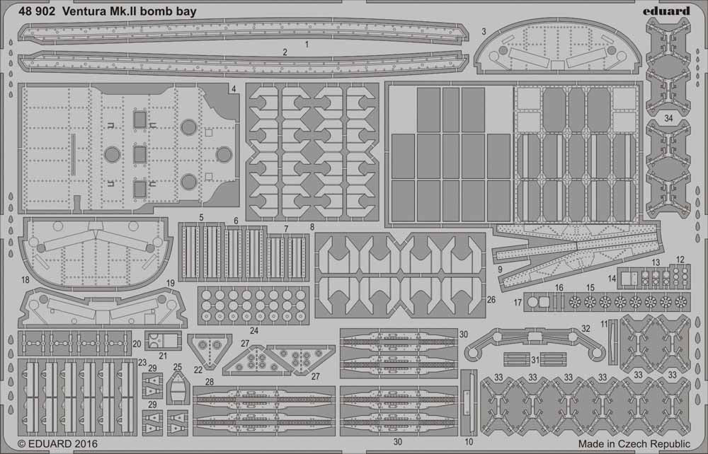 Eduard 48902 Etched Aircraft Detailling Set 1:48 Lockheed Ventura Mk.II bomb bay