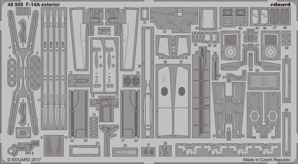Eduard 48909 Etched Aircraft Detailling Set 1:48 Grumman F-14A Tomcat exterior