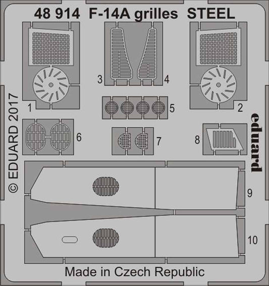 Eduard 48914 Etched Aircraft Detailling Set 1:48 Grumman F-14A Tomcat grilles St
