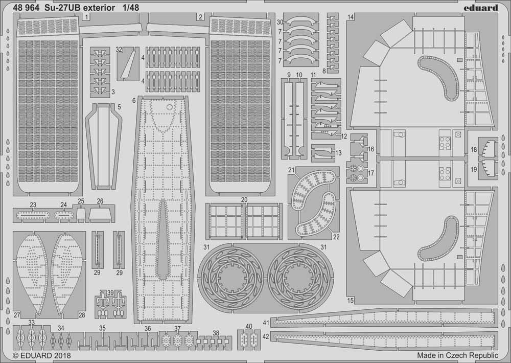 Eduard 48964 Etched Aircraft Detailling Set 1:48 Sukhoi Su-27UB exterior