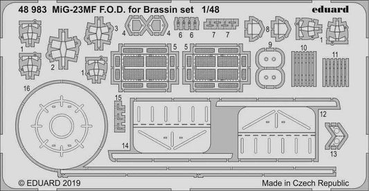Eduard 48983 Etched Aircraft Detailling Set 1:48 Mikoyan MiG-23MF F.O.D. for Bra