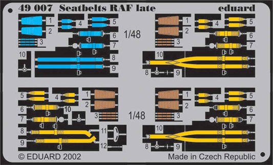 Eduard 49007 Etched Aircraft Detailling Set 1:48 RAF Q-type late seatbelts Pre-p