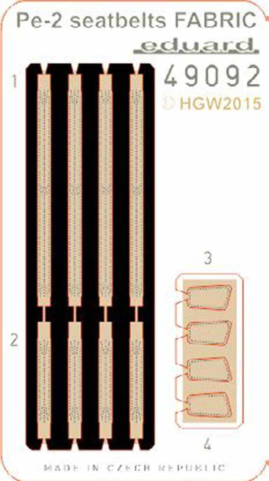 Eduard 49092 Etched Aircraft Detailling Set 1:48 Petlyakov Pe-2 seatbelts FABRIC
