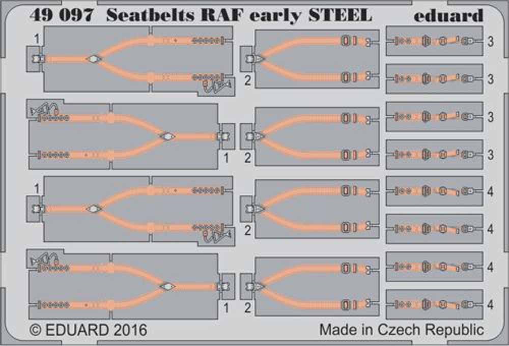 Eduard 49097 Etched Aircraft Detailling Set 1:48 seatbelts RAF early Steel