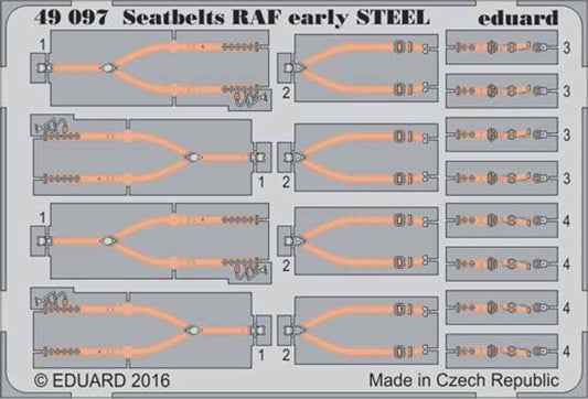 Eduard 49097 Etched Aircraft Detailling Set 1:48 seatbelts RAF early Steel