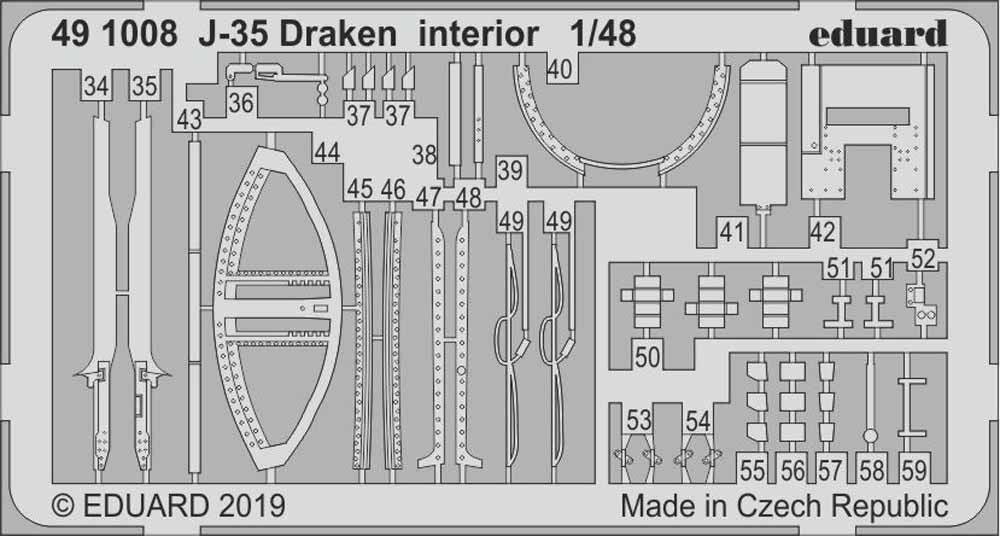 Eduard 491008 Etched Aircraft Detailling Set 1:48 Saab J-35F Draken interior