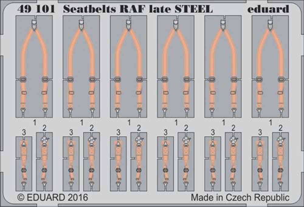 Eduard 49101 Etched Aircraft Detailling Set 1:48 seatbelts RAF late Steel !