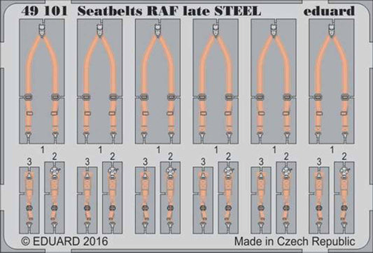 Eduard 49101 Etched Aircraft Detailling Set 1:48 seatbelts RAF late Steel !