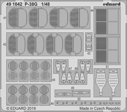 Eduard 491042 Etched Aircraft Detailling Set 1:48 Lockheed P-38G Lightning