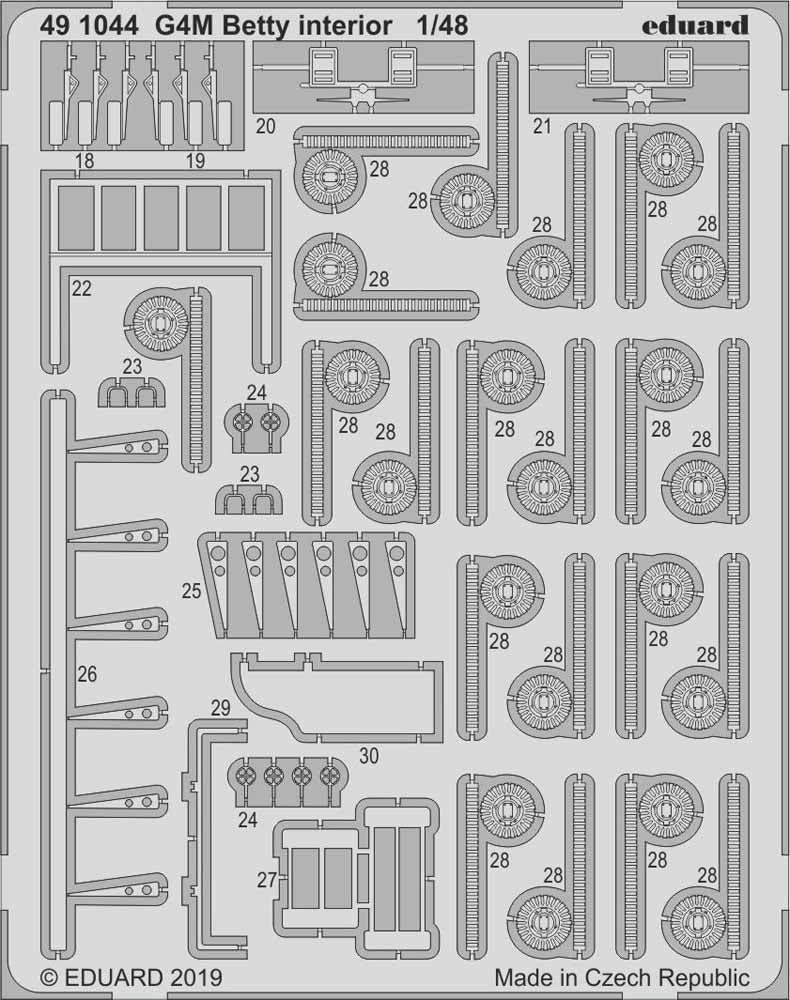 Eduard 491044 Etched Aircraft Detailling Set 1:48 Mitsubishi G4M1 Betty interior