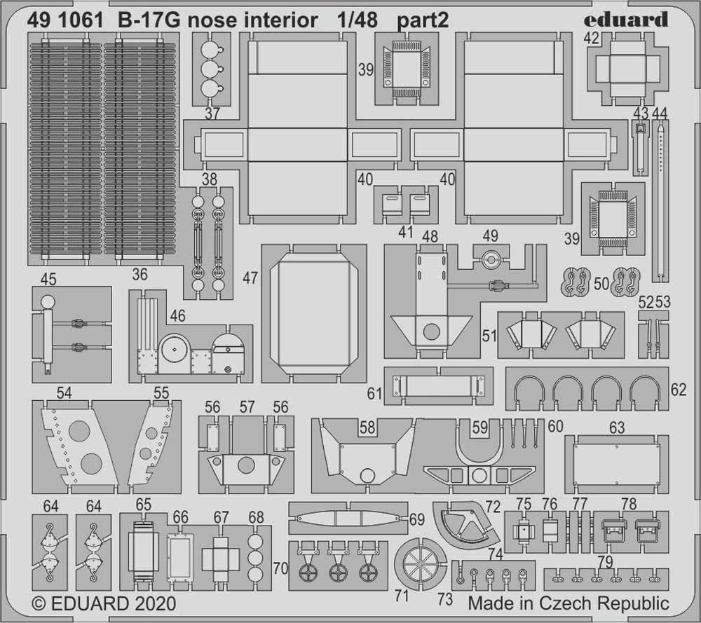 Eduard 491061 Etched Aircraft Detailling Set 1:48 Boeing B-17G Flying Fortress n