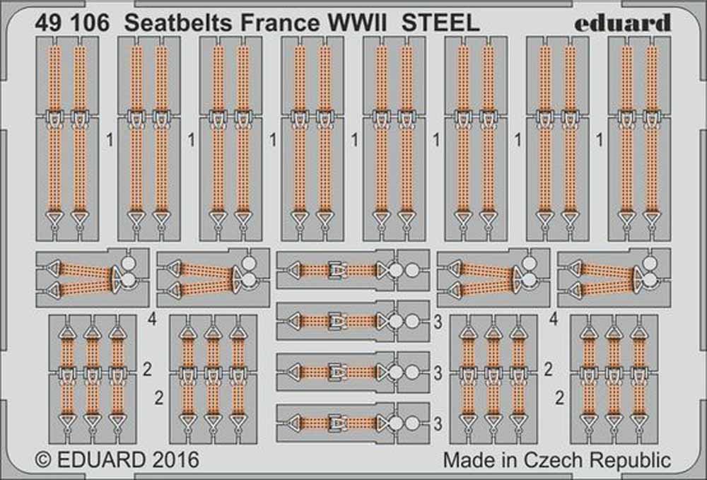 Eduard 49106 Etched Aircraft Detailling Set 1:48 seatbelts France WWII Steel
