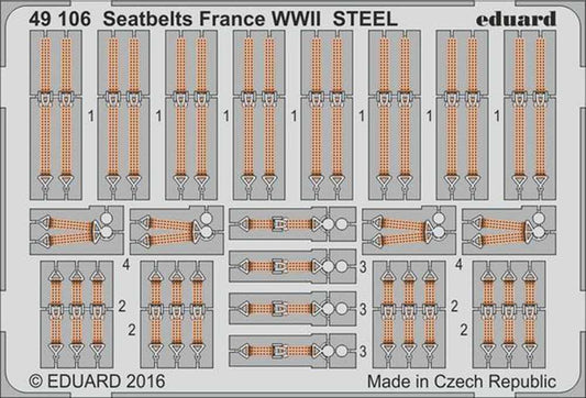 Eduard 49106 Etched Aircraft Detailling Set 1:48 seatbelts France WWII Steel