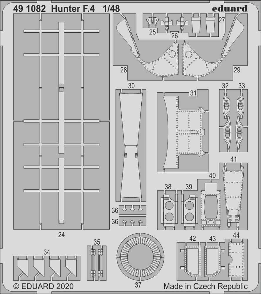 Eduard 491082 Etched Aircraft Detailling Set 1:48 Hawker Hunter F.4
