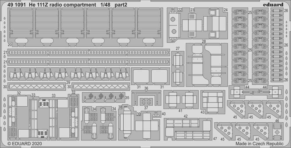 Eduard 491091 Etched Aircraft Detailling Set 1:48 Heinkel He-111Z 'Zwilling' rad