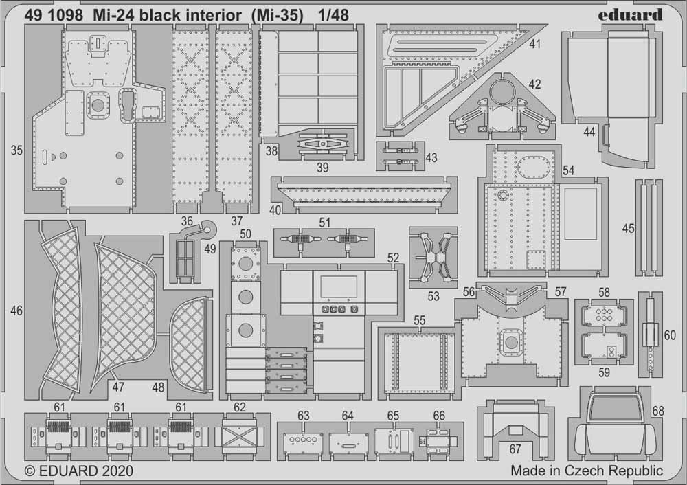 Eduard 491098 Etched Aircraft Detailling Set 1:48 Mil Mi-24V/VP interior black