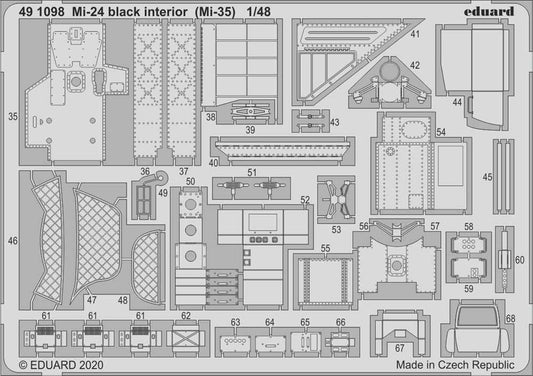 Eduard 491098 Etched Aircraft Detailling Set 1:48 Mil Mi-24V/VP interior black