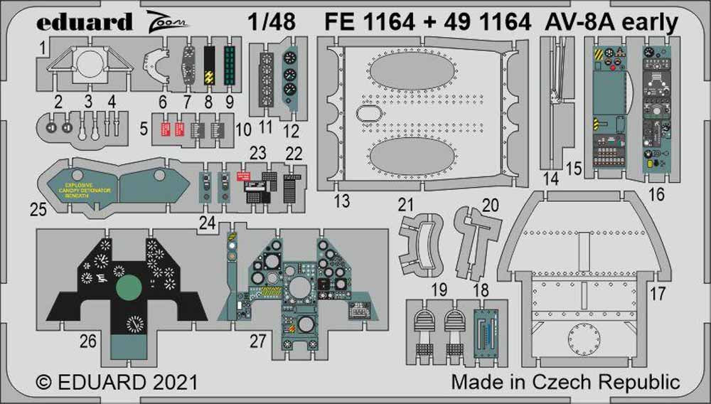 Eduard 491164 Etched Aircraft Detailling Set 1:48 McDonnell-Douglas AV-8A Harrie