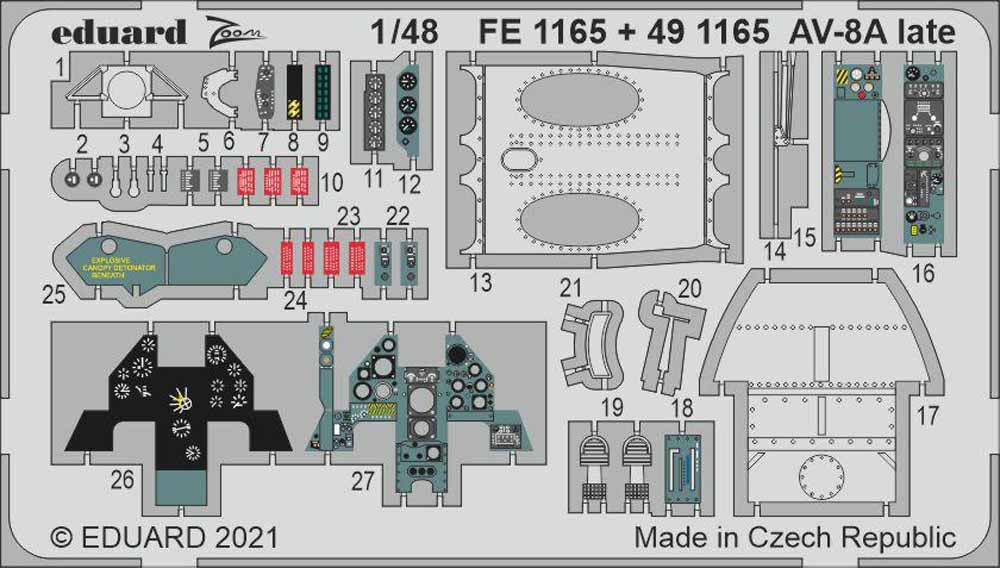 Eduard 491165 Etched Aircraft Detailling Set 1:48 McDonnell-Douglas AV-8A Harrie
