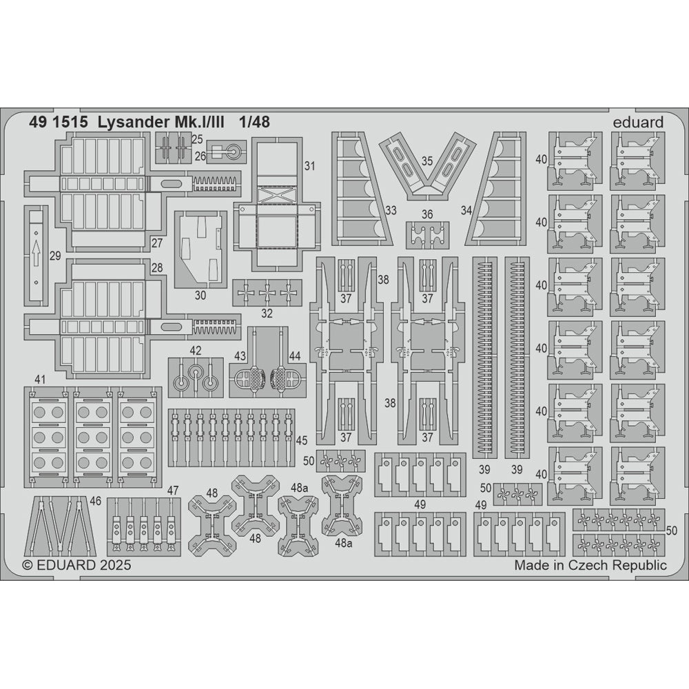 Eduard 491515 Westland Lysander Mk.I/Mk.III 1:48 Etch Set for Airfix A07116