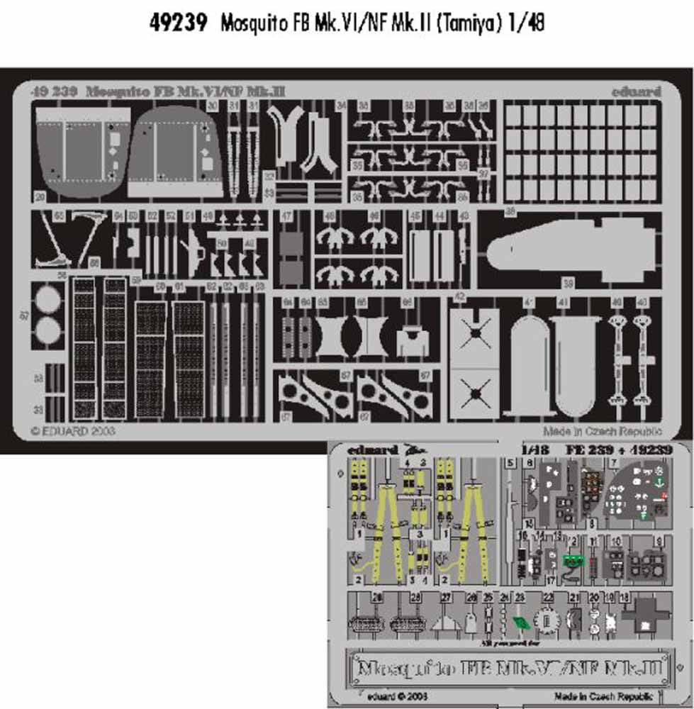 Eduard 49239 Etched Aircraft Detailling Set 1:48 de Havilland Mosquito Mk.VI/NF.