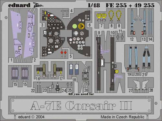 Eduard 49255 Etched Aircraft Detailling Set 1:48 Vought A-7E Corsair II Pre-pain