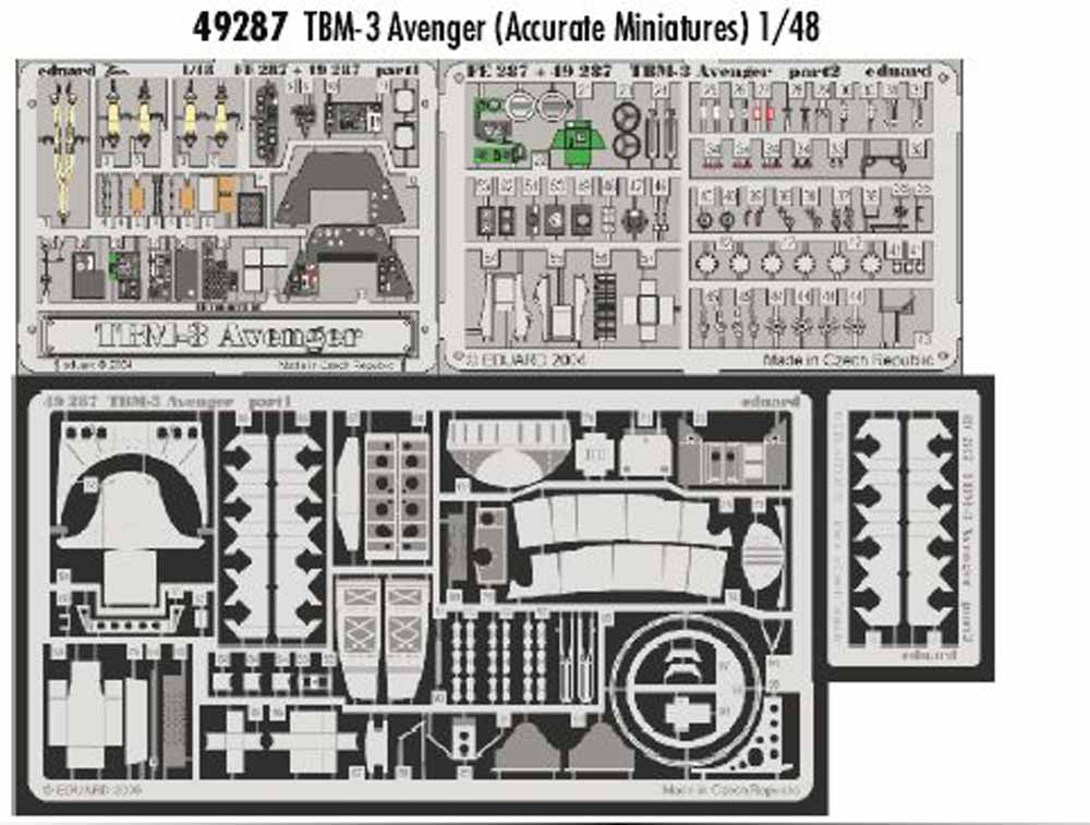Eduard 49287 Etched Aircraft Detailling Set 1:48 Grumman TBM-3 Avenger Pre-paint