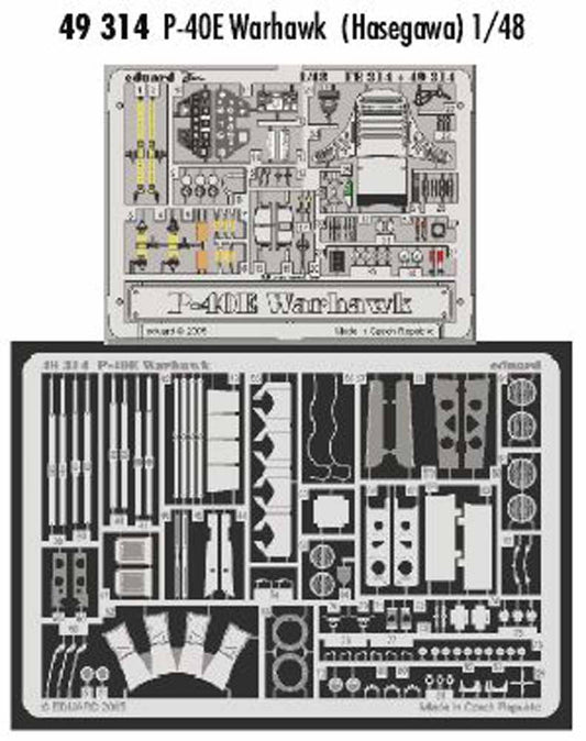 Eduard 49314 Etched Aircraft Detailling Set 1:48 Curtiss P-40E Kittyhawk/Warhawk