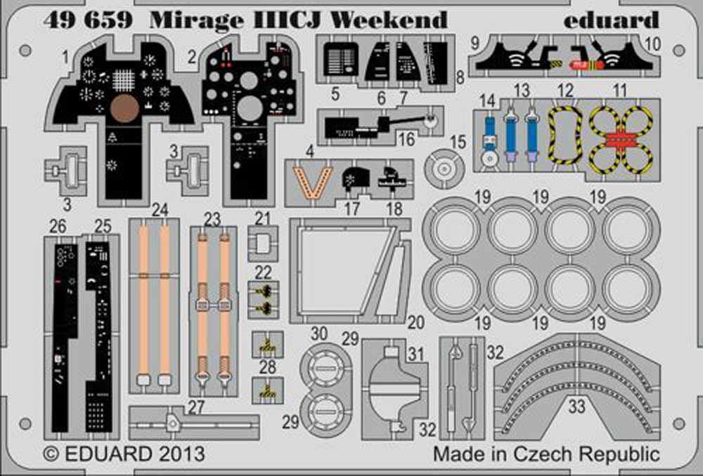 Eduard 49659 Etched Aircraft Detailling Set 1:48 Dassault Mirage IIICJ Weekend