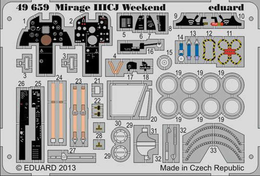 Eduard 49659 Etched Aircraft Detailling Set 1:48 Dassault Mirage IIICJ Weekend