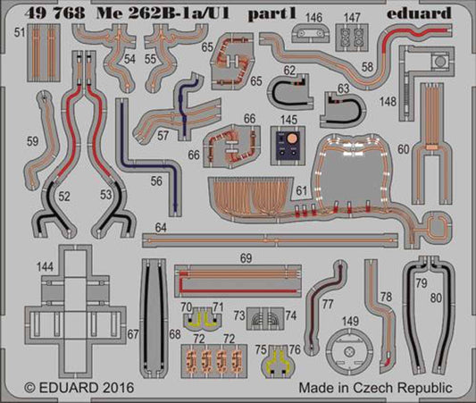 Eduard 49768 Etched Aircraft Detailling Set 1:48 Messerschmitt Me-262B-1a/U1
