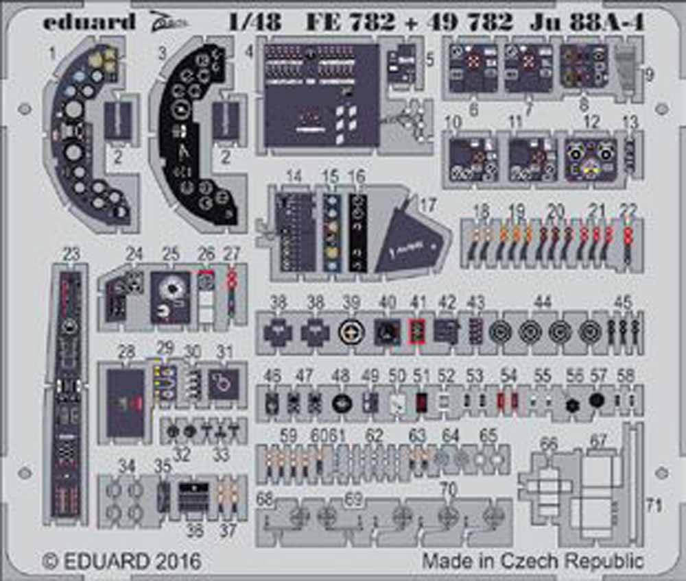 Eduard 49782 Etched Aircraft Detailling Set 1:48 Junkers Ju-88A-4 interior
