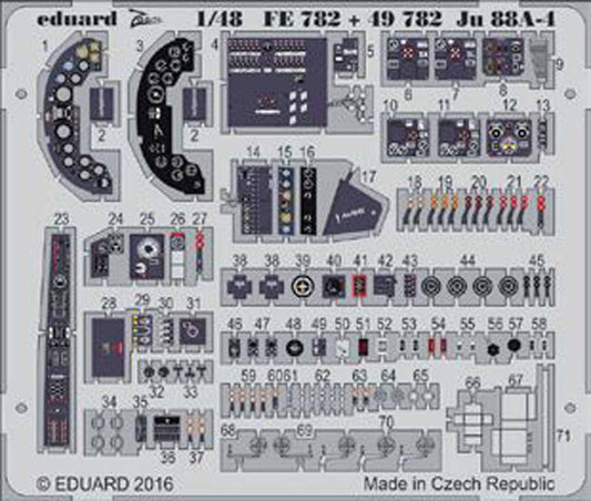 Eduard 49782 Etched Aircraft Detailling Set 1:48 Junkers Ju-88A-4 interior