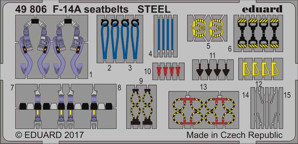 Eduard 49806 Etched Aircraft Detailling Set 1:48 Grumman F-14A Tomcat seatbelts