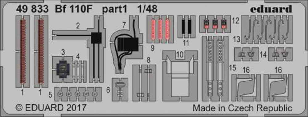Eduard 49833 Etched Aircraft Detailling Set 1:48 Messerschmitt Bf-110F Nachtjage