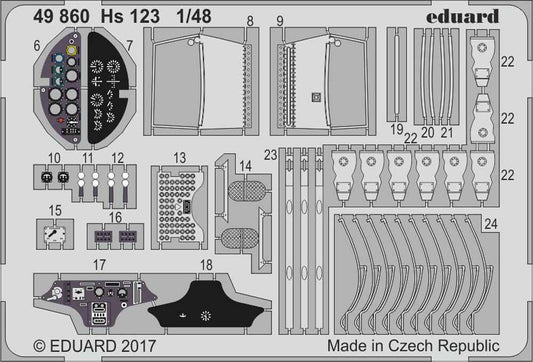 Eduard 49860 Etched Aircraft Detailling Set 1:48 Henschel Hs-123A-1/Hs-123B-1
