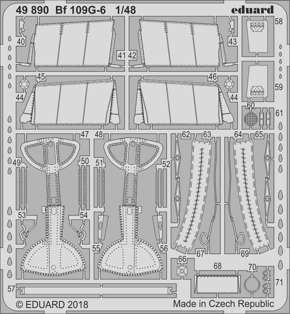 Eduard 49890 Etched Aircraft Detailling Set 1:48 Messerschmitt Bf-109G-6