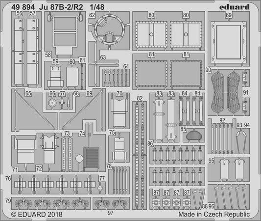 Eduard 49894 Etched Aircraft Detailling Set 1:48 Junkers Ju-87B/R-2 'Stuka'