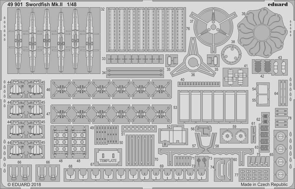Eduard 49901 Etched Aircraft Detailling Set 1:48 Fairey Swordfish Mk.II