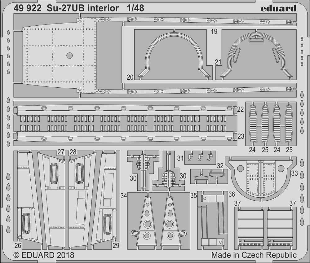 Eduard 49922 Etched Aircraft Detailling Set 1:48 Sukhoi Su-27UB interior