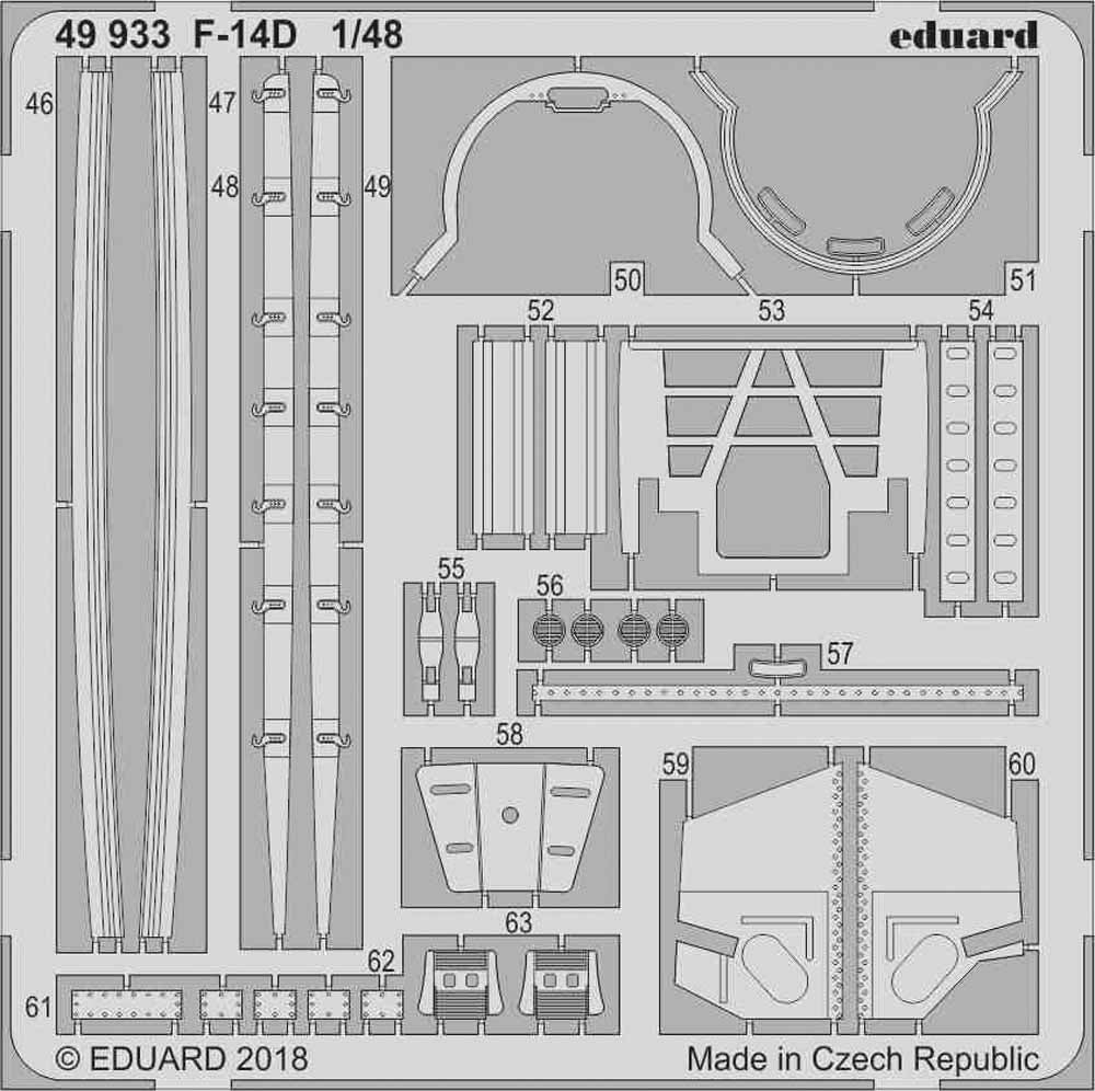 Eduard 49933 Etched Aircraft Detailling Set 1:48 Grumman F-14D Tomcat