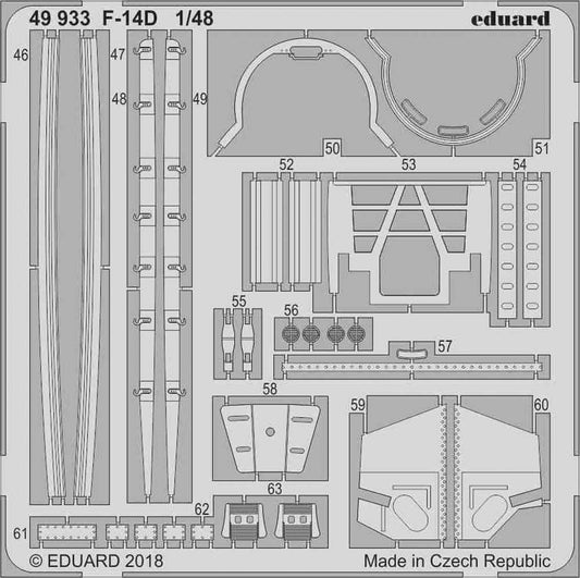 Eduard 49933 Etched Aircraft Detailling Set 1:48 Grumman F-14D Tomcat